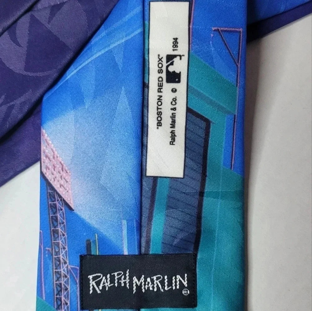 RALPH MARLIN BOSTON REDSOCKS Men's Necktie Vintage - Picture 7 of 7